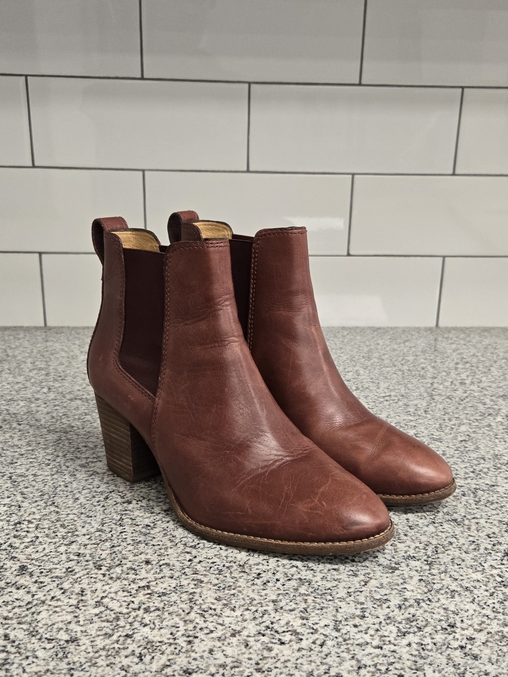Madewell Rust Brown Leather Chelsea Ankle Boots